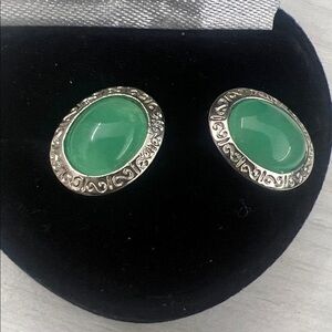 Elegant Silver and Green Earrings